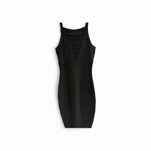 Marciano Black Bandage Bodycon Dress with Strappy V-Neck